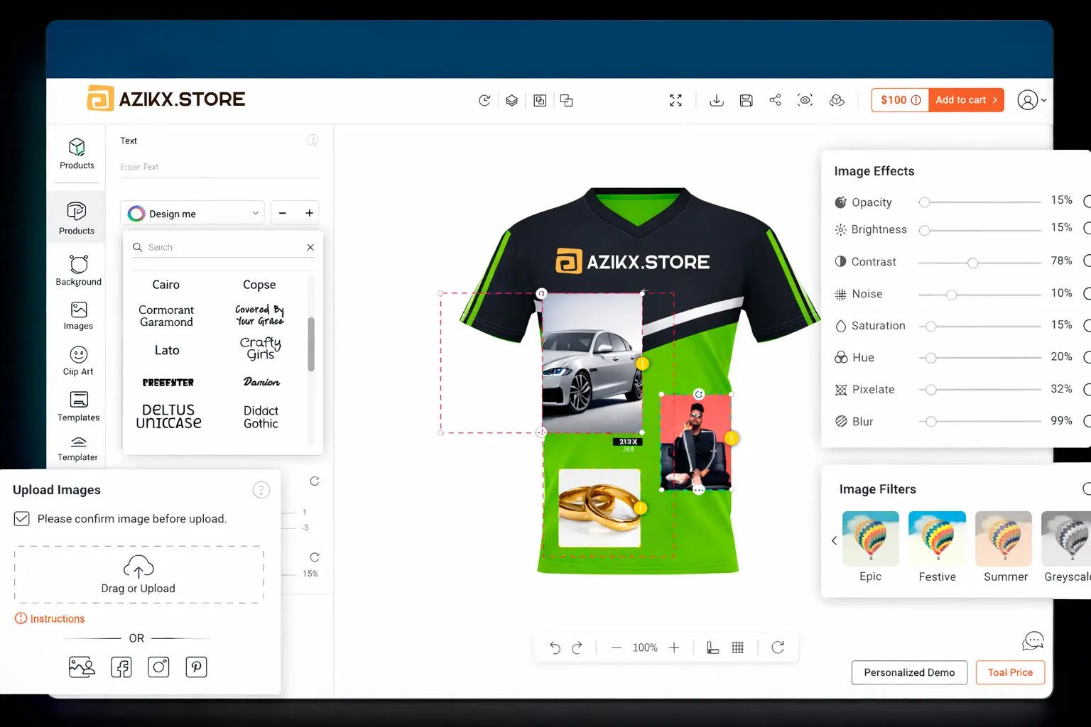 Create personalized T-shirts, mugs, posters, and phone cases at Azikx Store. Upload your design and customize original products easily. - AZIKX.STORE