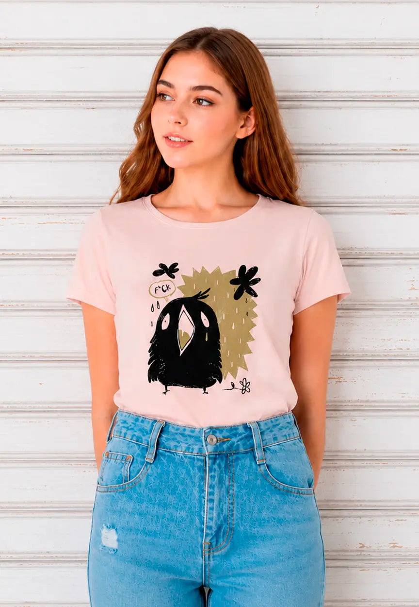 Frecher Raben Cartoon T-Shirt | Lustiges Vogel Illustration Design
