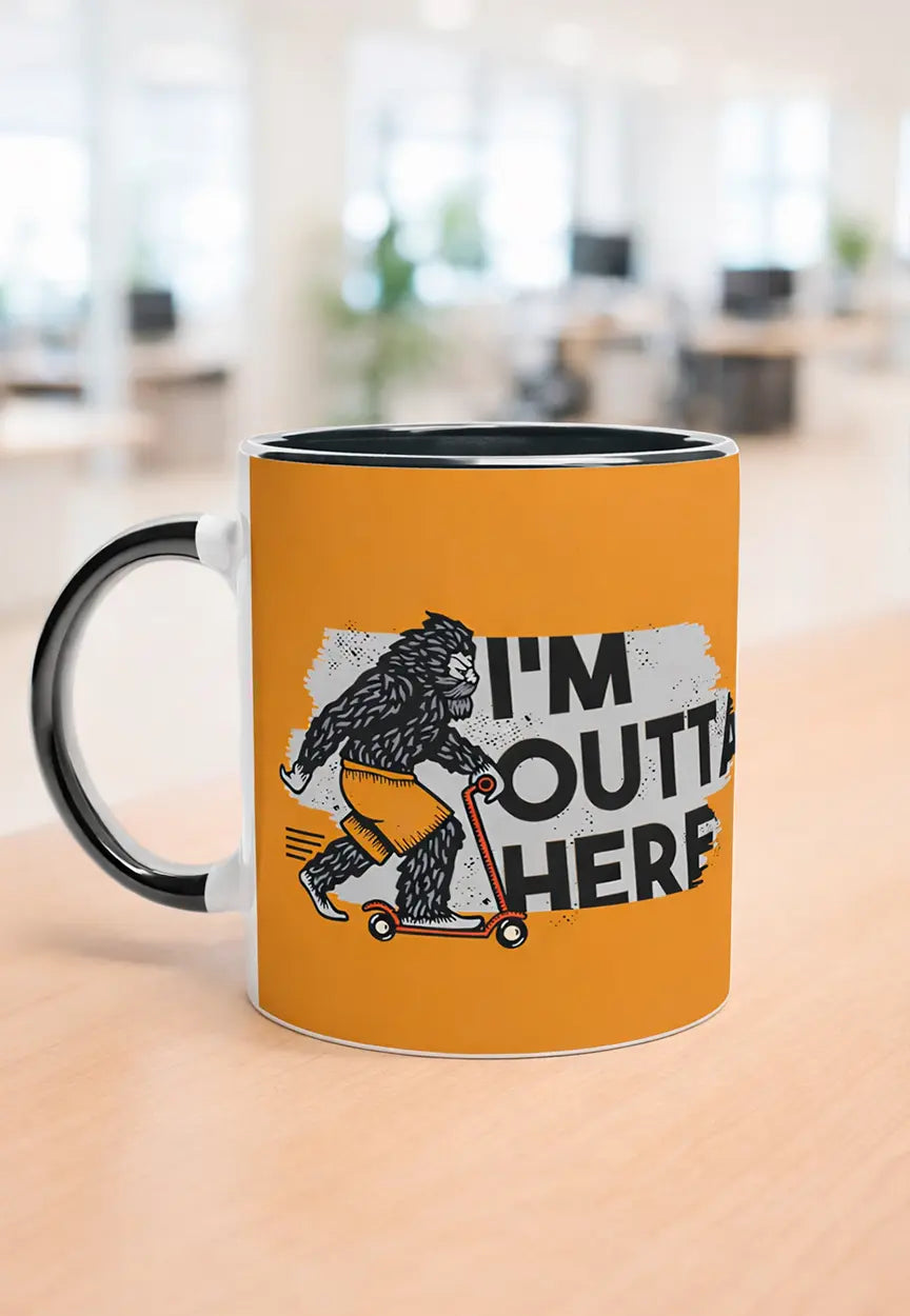 I'm Outta Here – Lustige Keramik Kaffeetasse mit farbigem Innenrand