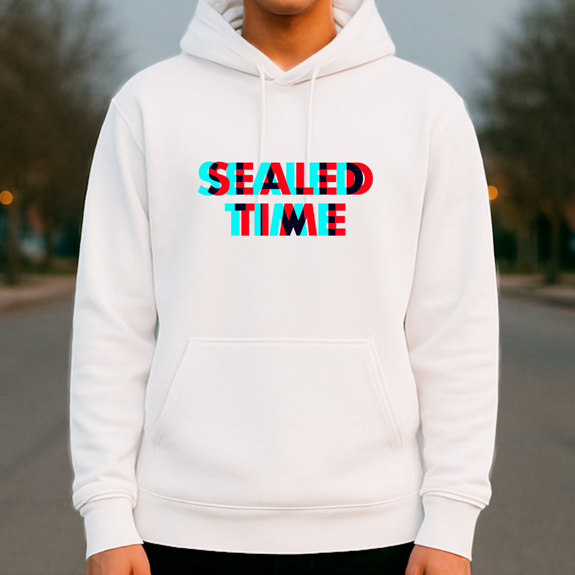 Sealed Time Hoodie | Glitch Effect Streetwear Pullover