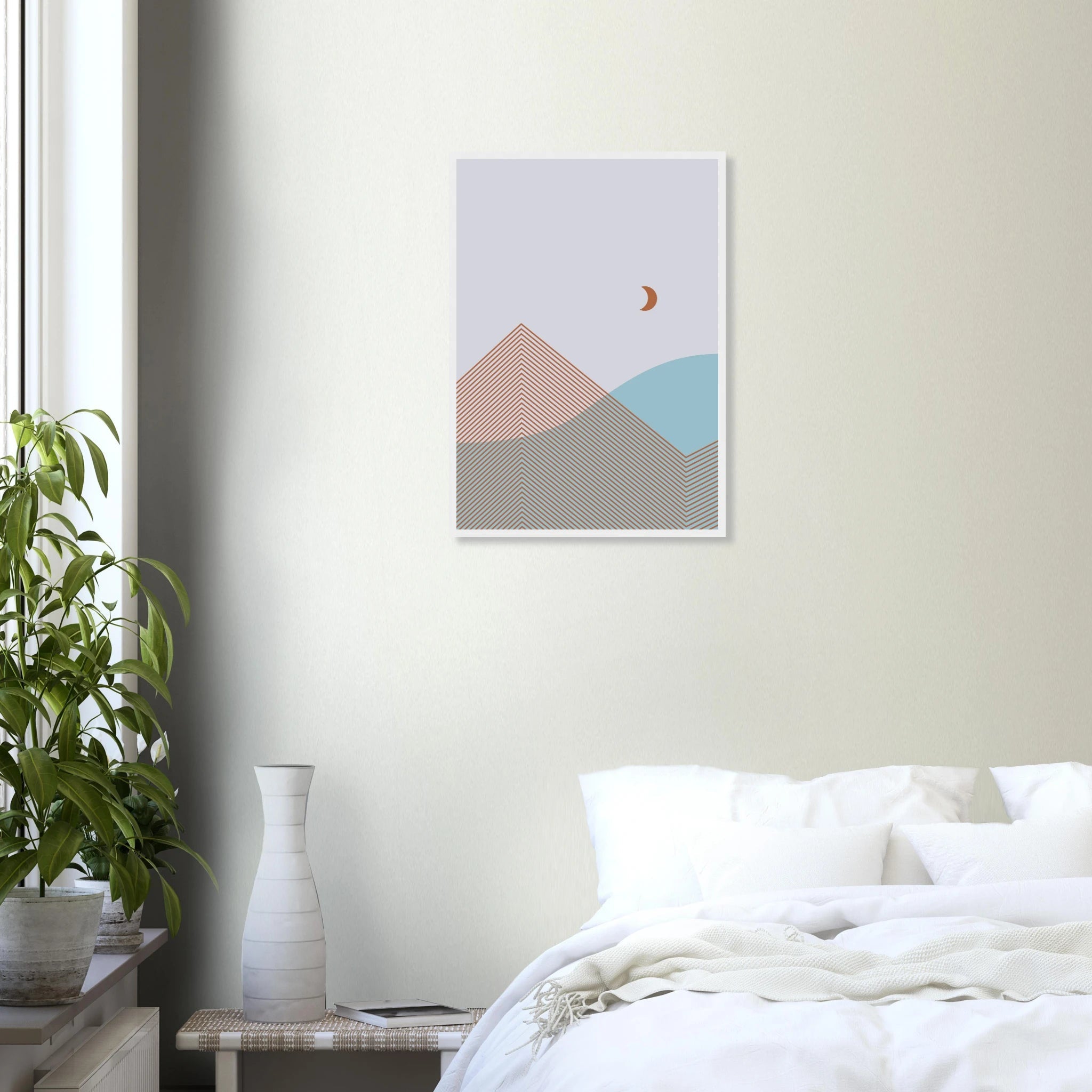 Abstract Landscape Poster | Geometric Moon Art – Print Material for everyday use | AZIKX.STORE