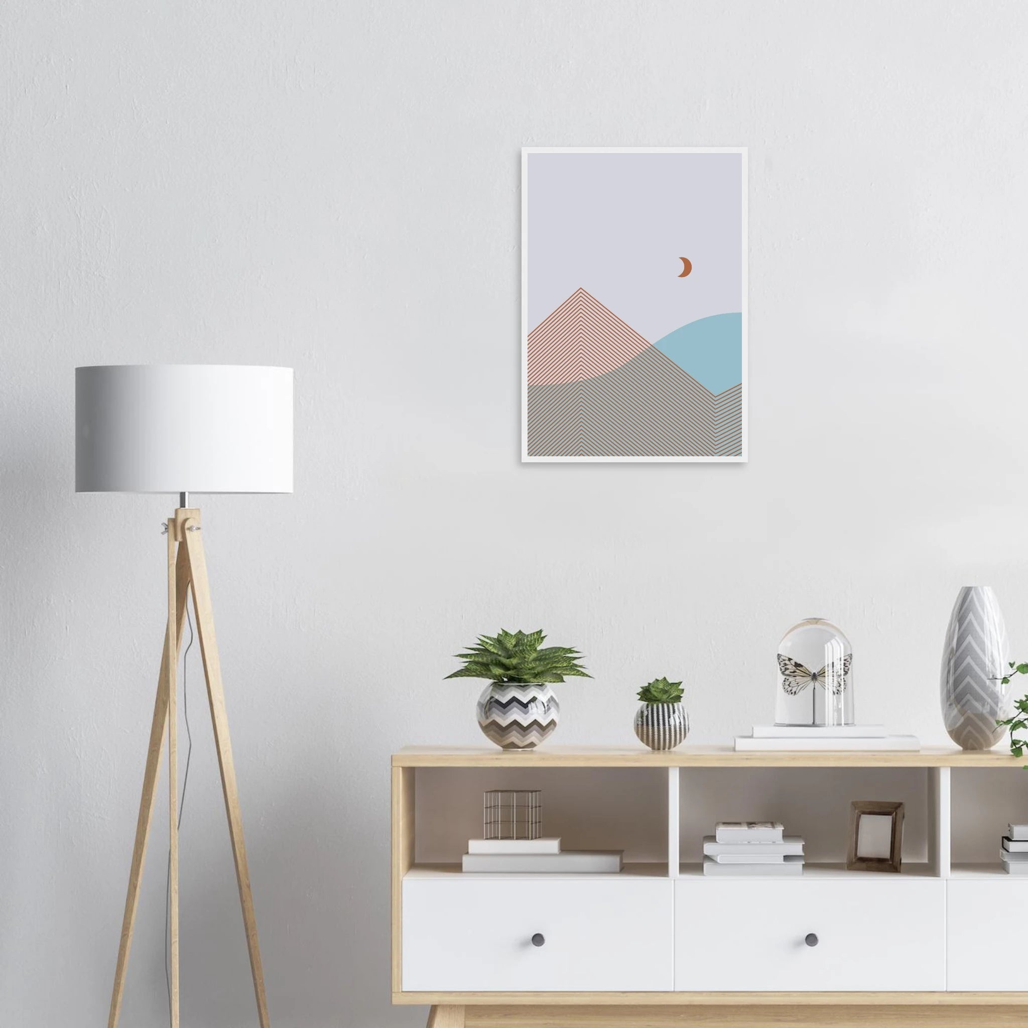 Abstract Landscape Poster | Geometric Moon Art – Print Material for everyday use | AZIKX.STORE