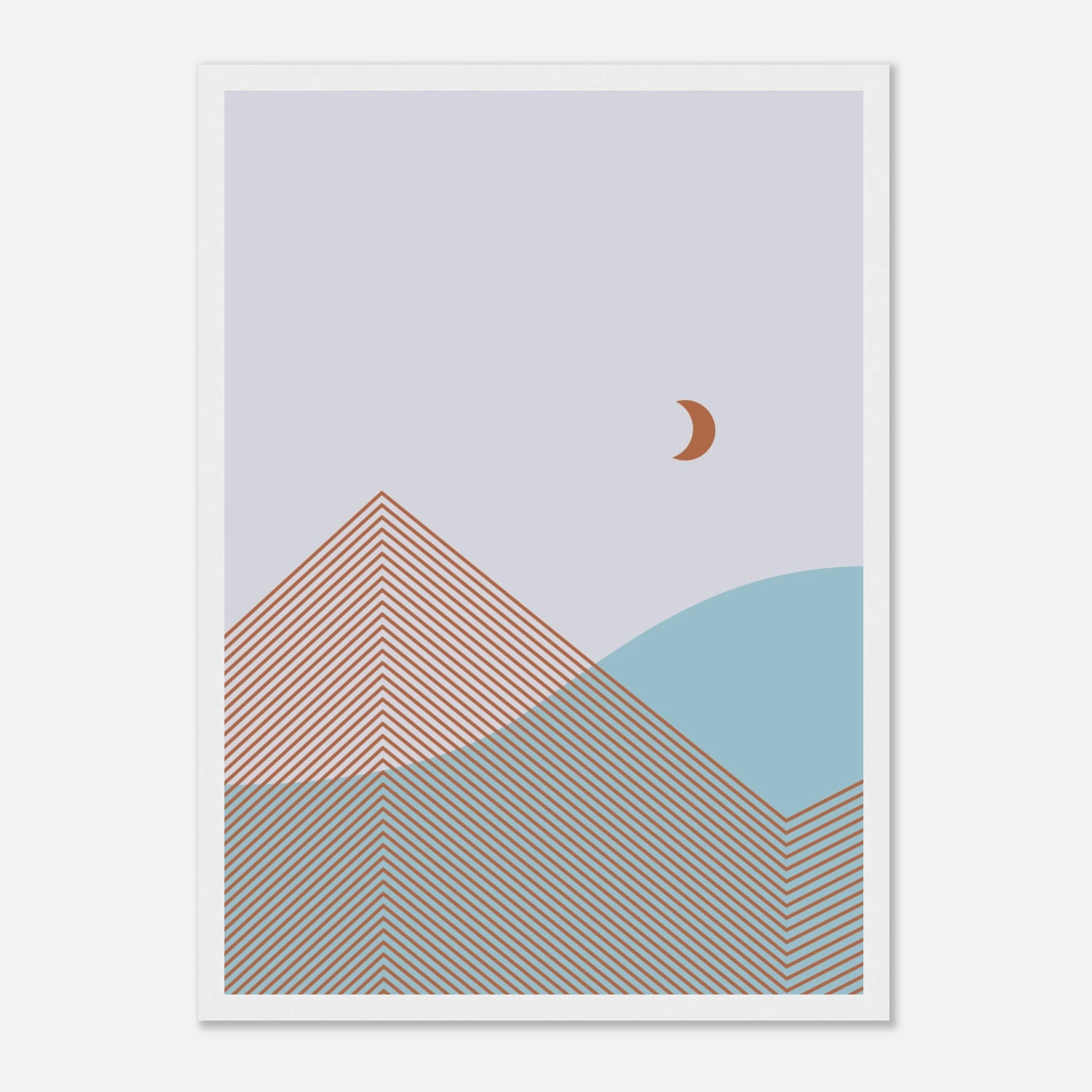 Abstract Landscape Poster | Geometric Moon Art – Print Material for everyday use | AZIKX.STORE