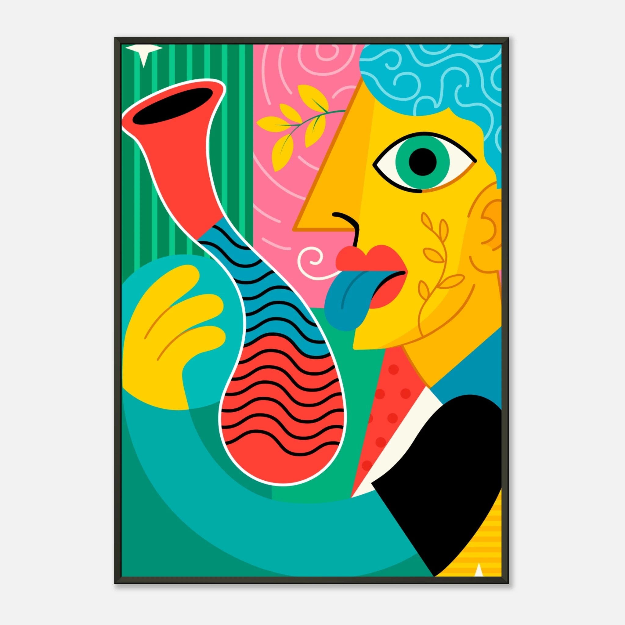 Abstraktes Pop - Art Porträt – Hochwertiger Kunstdruck im eleganten Aluminiumrahmen – Print Material for everyday use | azikx.store