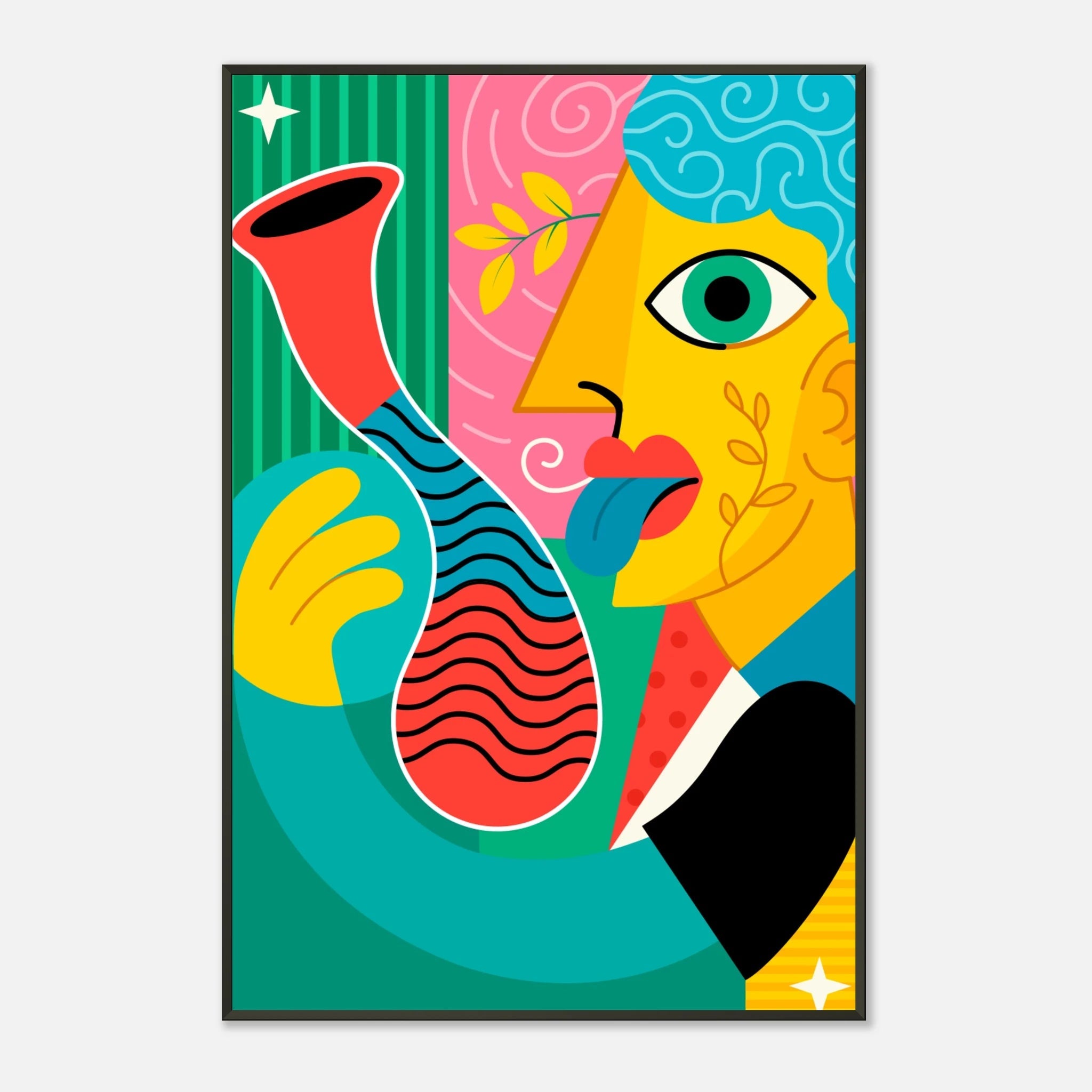 Abstraktes Pop - Art Porträt – Hochwertiger Kunstdruck im eleganten Aluminiumrahmen – Print Material for everyday use | azikx.store