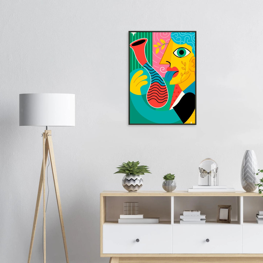 Abstraktes Pop - Art Porträt – Hochwertiger Kunstdruck im eleganten Aluminiumrahmen – Print Material for everyday use | azikx.store
