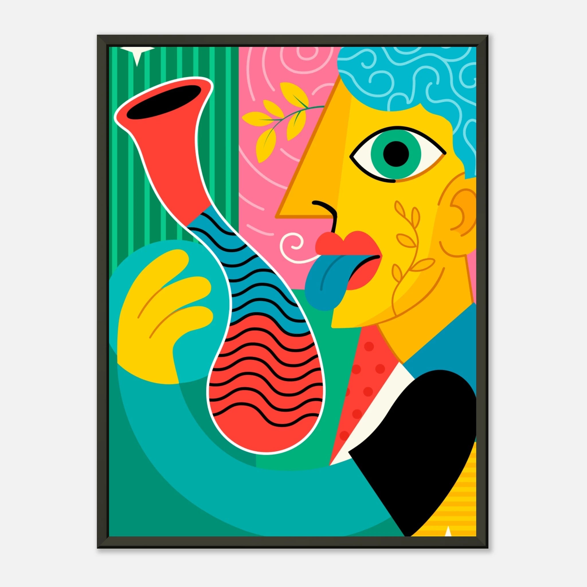 Abstraktes Pop - Art Porträt – Hochwertiger Kunstdruck im eleganten Aluminiumrahmen – Print Material for everyday use | azikx.store