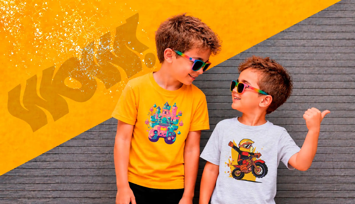 AZIKX Kinder-T-Shirts für Jungen mit bunten Fantasy- und Motorrad-Motiven