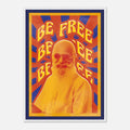 „Be Free“ Poster im Holzrahmen | Psychedelische Kunst im Retro-Stil | AZIKX