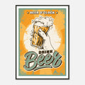 „Beer O’Clock“ Poster im Rahmen | Retro-Biermotiv für Bar & Küche | AZIKX