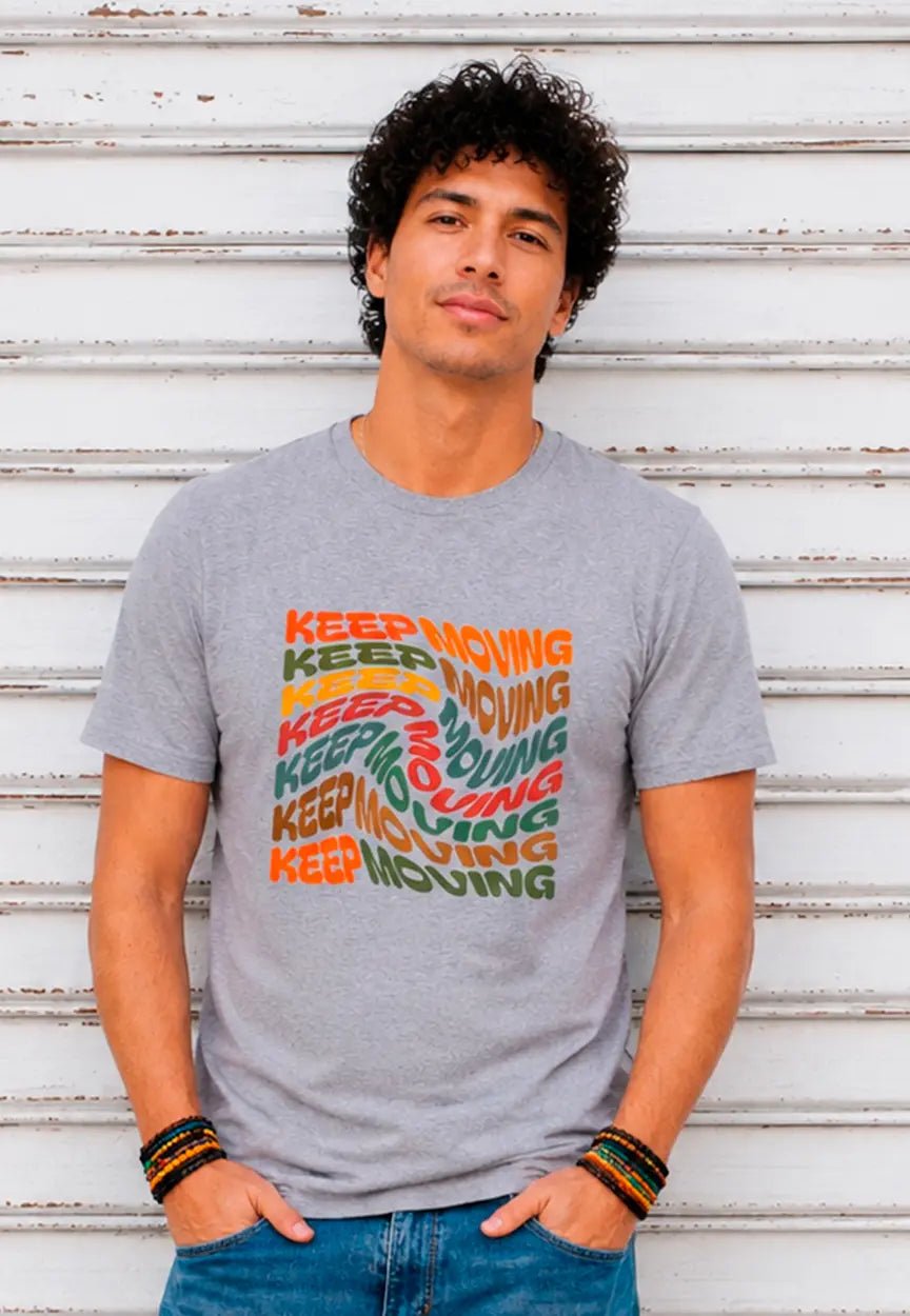 Bleib in Bewegung Grafik T-Shirt | Positive Typografie Statement Shirt – T-Shirt for everyday use | AZIKX