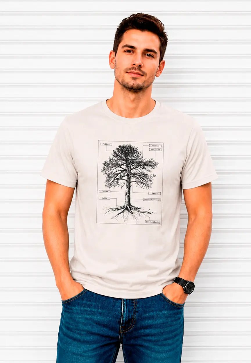 Botanische Baumstudie T-Shirt | Naturwissenschaftliches Wald Design Illustration – T-Shirt for everyday use | AZIKX