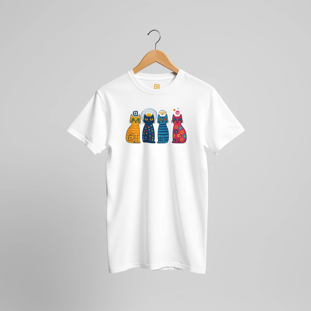 CATS – Colors, Attitude, Trend, Style | Playful Pop Art Graphic T-Shirt – Print Material for everyday use | AZIKX.STORE