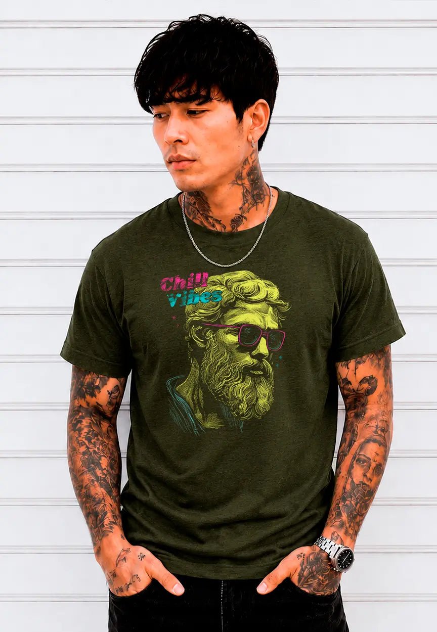 Chill Vibes Philosophen T-Shirt | Bunte Retro Kunst mit Sonnenbrille Design – T-Shirt for everyday use | AZIKX