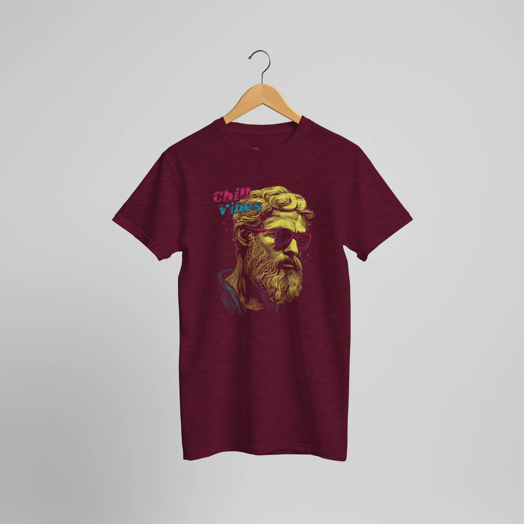 Chill Vibes Philosophen T-Shirt | Bunte Retro Kunst mit Sonnenbrille Design – T-Shirt for everyday use | AZIKX