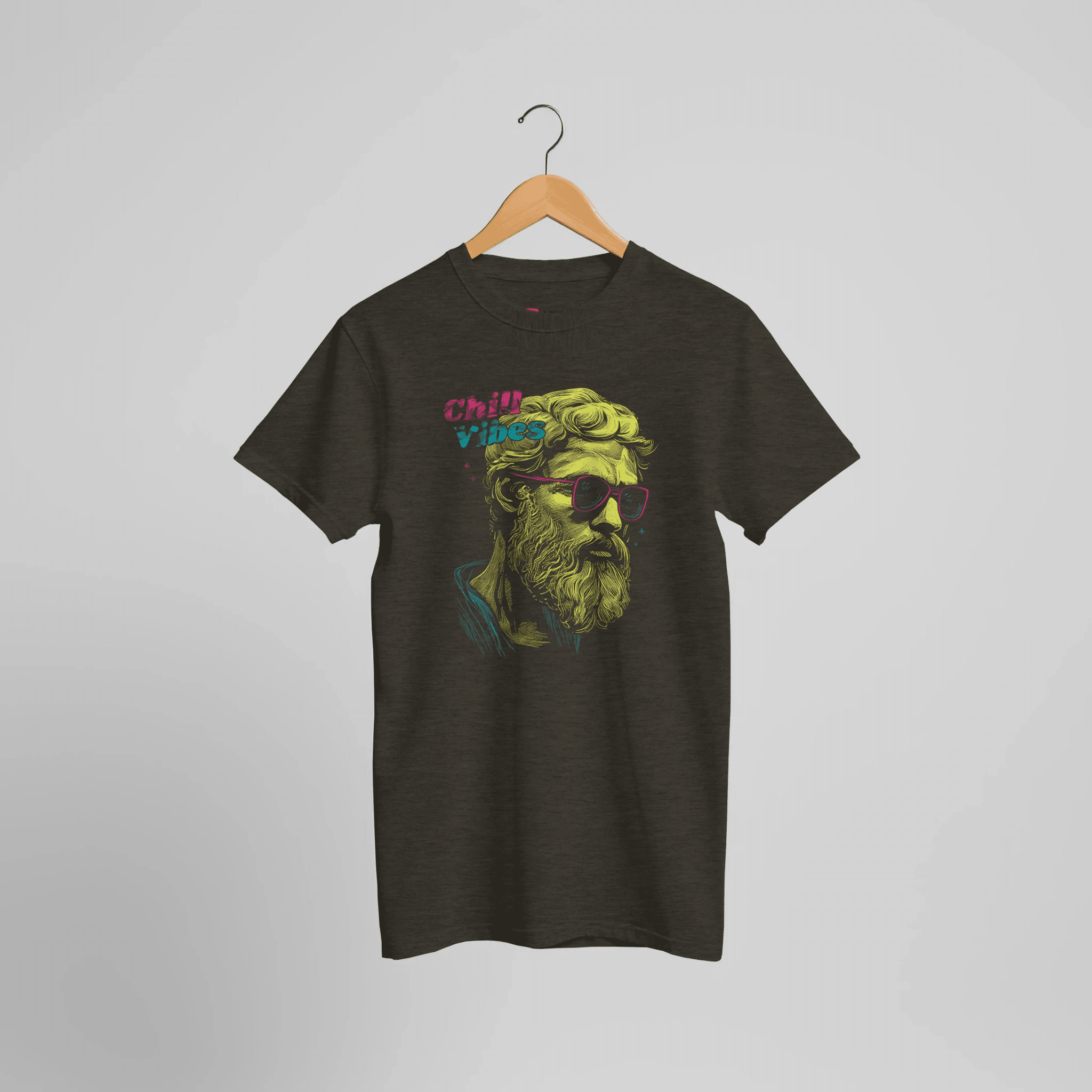 Chill Vibes Philosophen T-Shirt | Bunte Retro Kunst mit Sonnenbrille Design – T-Shirt for everyday use | AZIKX