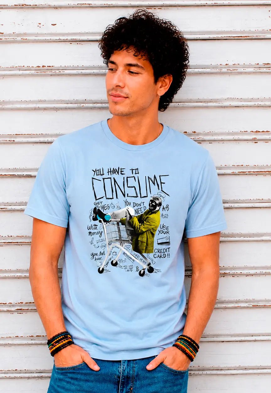 Consumer Chaos Streetwear T-Shirt | Provokantes Shopping Cart Punk Design – Print Material for everyday use | AZIKX