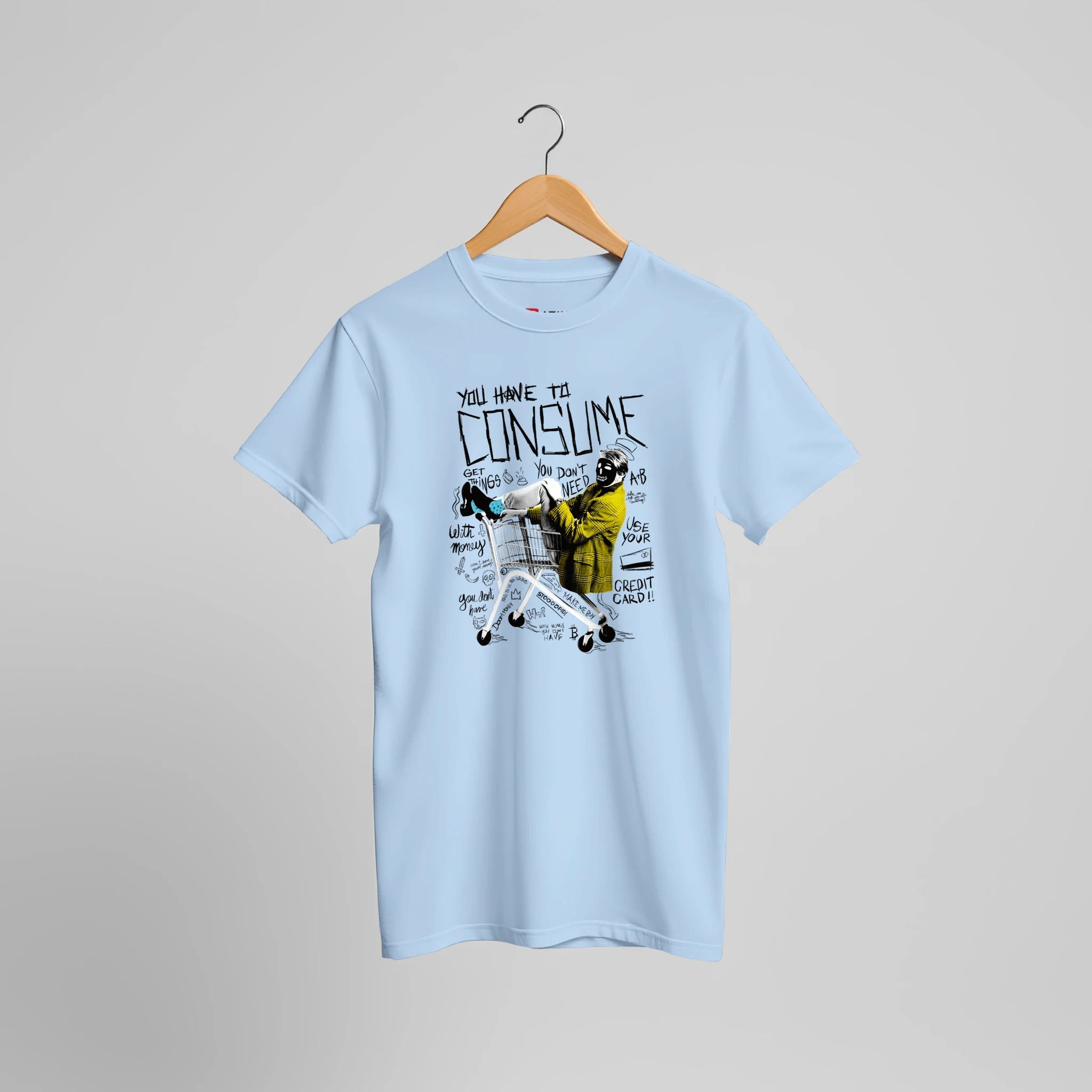 Consumer Chaos Streetwear T-Shirt | Provokantes Shopping Cart Punk Design – Print Material for everyday use | AZIKX