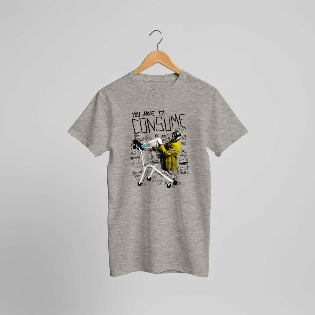 Consumer Chaos Streetwear T-Shirt | Provokantes Shopping Cart Punk Design – Print Material for everyday use | AZIKX