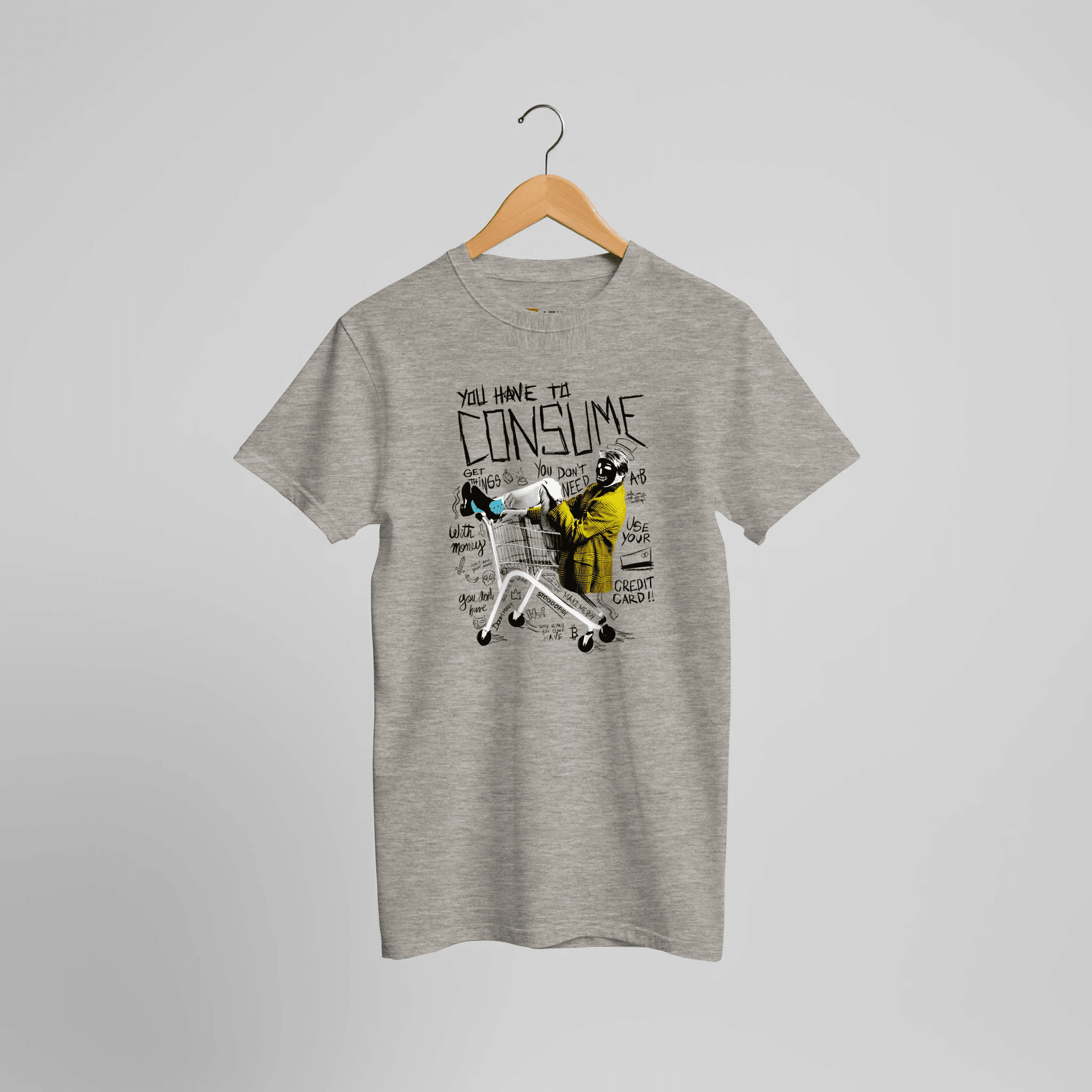 Consumer Chaos Streetwear T-Shirt | Provokantes Shopping Cart Punk Design – Print Material for everyday use | AZIKX