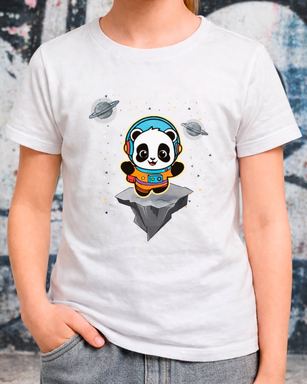 Cute Panda Astronaut Kids T-Shirt | Fun Space Design – Print Material for everyday use | AZIKX.STORE