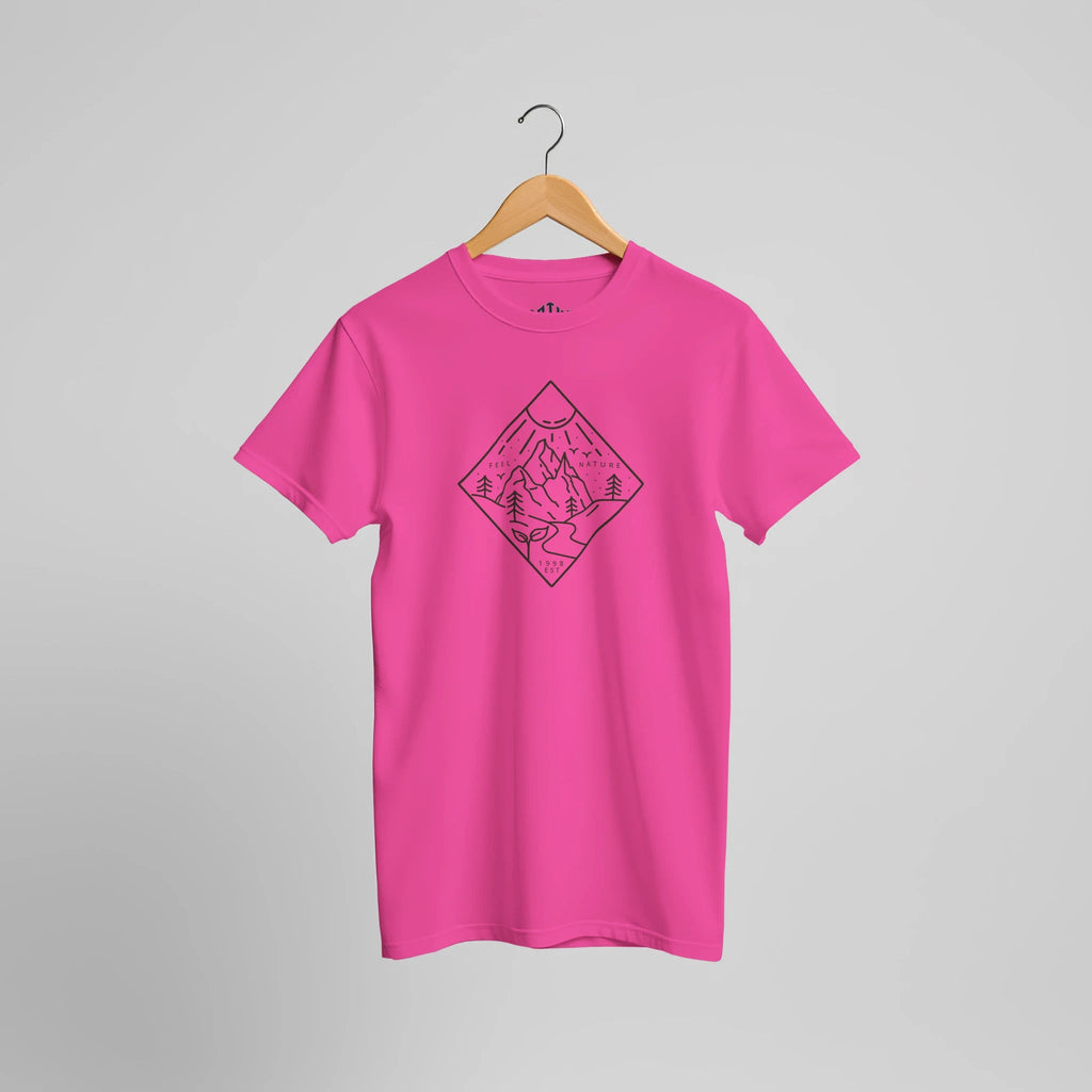 Feel Nature Berglandschaft T-Shirt | Minimalistisches Outdoor Abenteuer Design – T-Shirt for everyday use | AZIKX