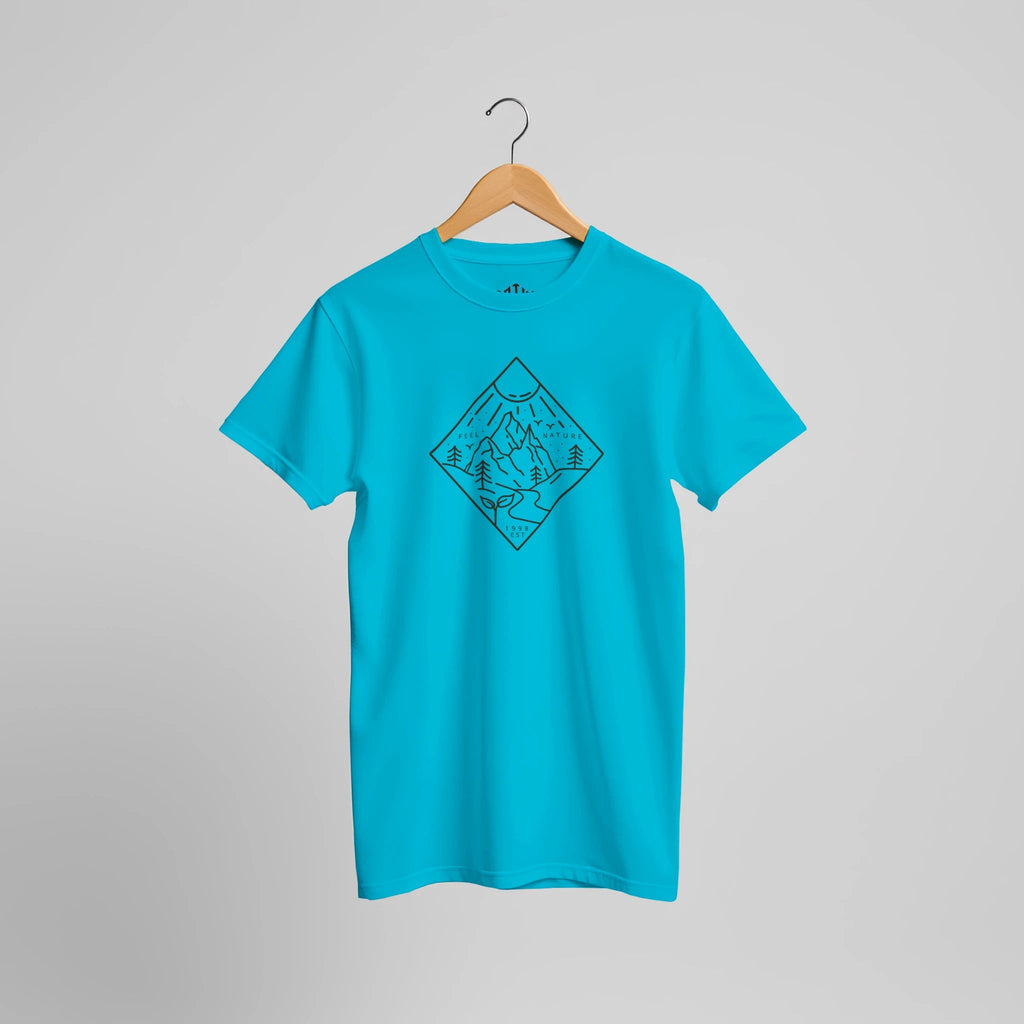 Feel Nature Berglandschaft T-Shirt | Minimalistisches Outdoor Abenteuer Design – T-Shirt for everyday use | AZIKX