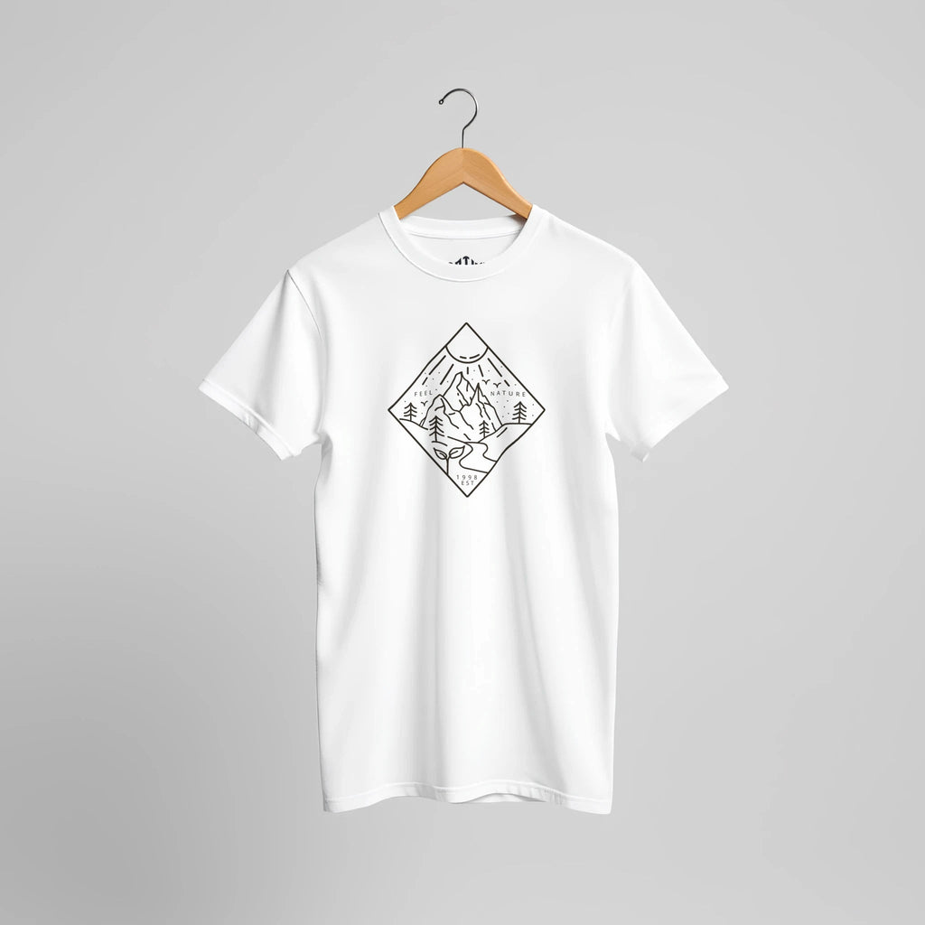 Feel Nature Berglandschaft T-Shirt | Minimalistisches Outdoor Abenteuer Design – T-Shirt for everyday use | AZIKX
