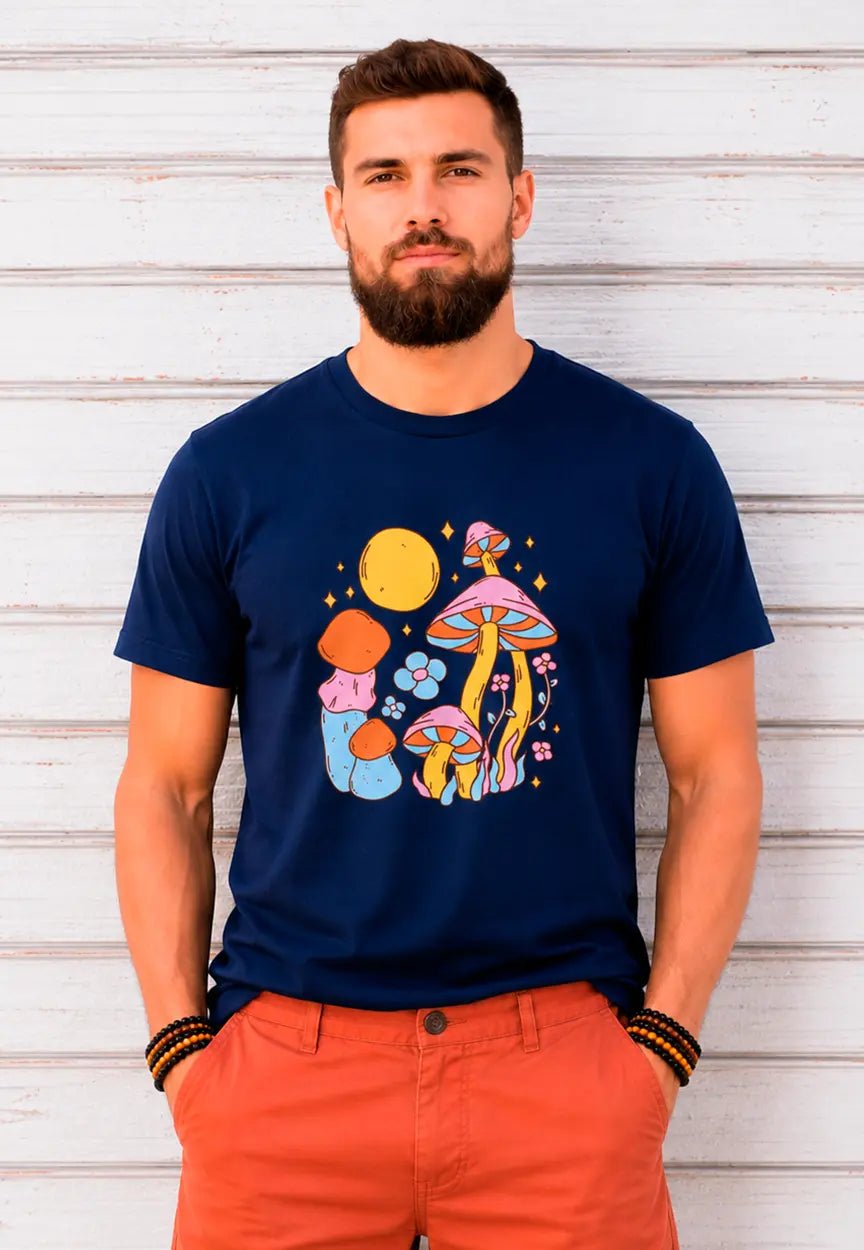 Flower Power Pilz T-Shirt | Hippie Natur Design mit Retro Sommer Vibes – Print Material for everyday use | AZIKX