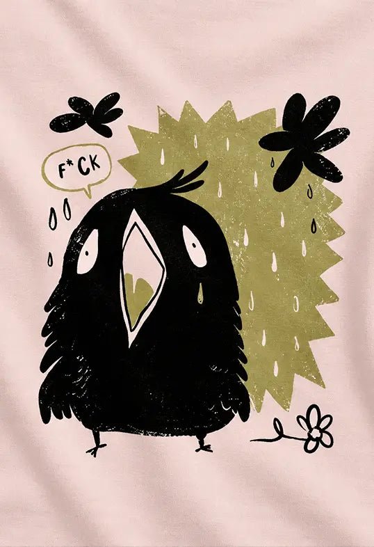 AZIKX lustiges schwarzes Vogelmotiv mit frechem Spruch im Comic-Stil