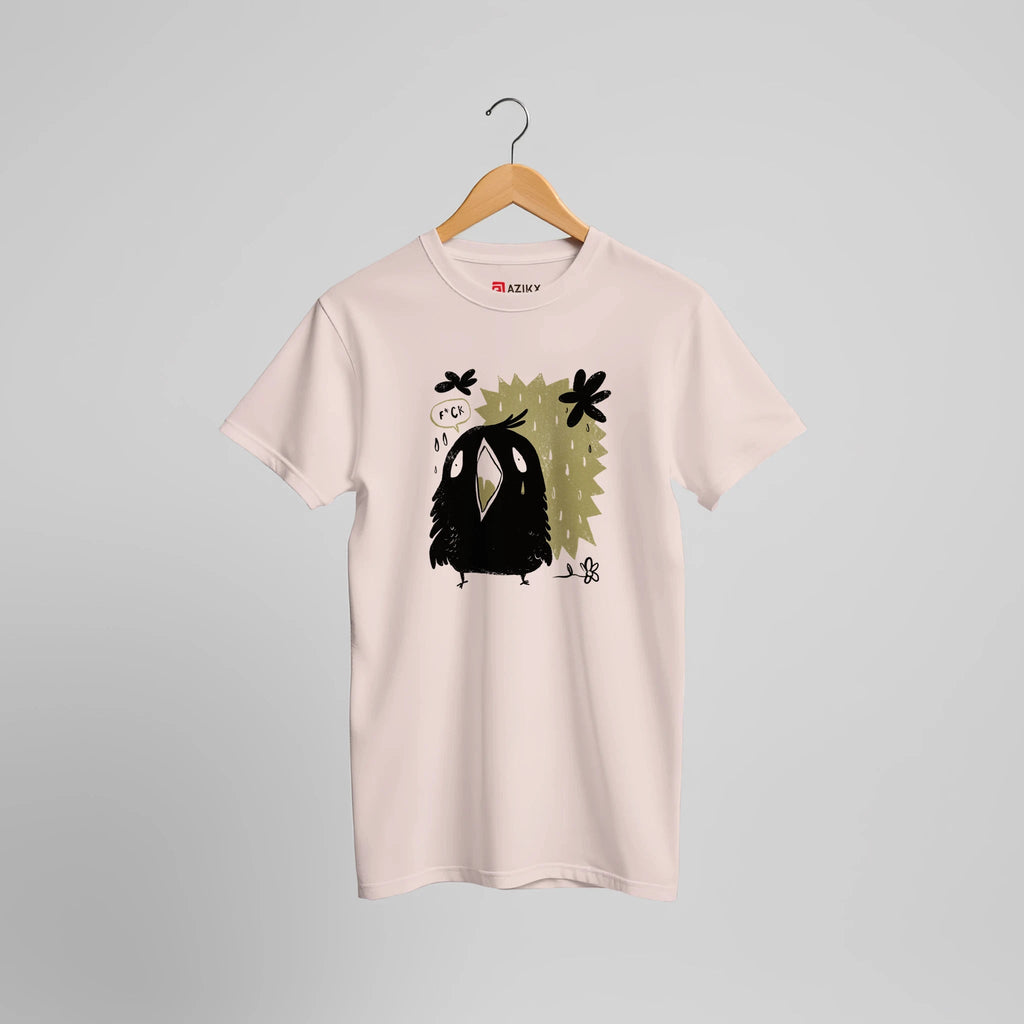 Frecher Raben Cartoon T-Shirt | Lustiges Vogel Illustration Design – T-Shirt for everyday use | AZIKX