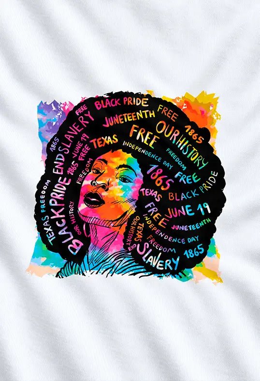 AZIKX farbenfrohes „Black Pride“- und Juneteenth-Motiv auf weißem Stoff