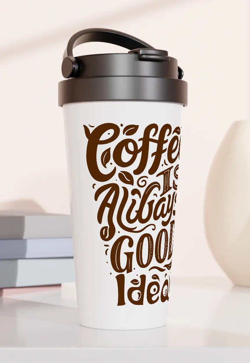 Kaffee - Glück – Hochwertiger Edelstahl - Isolierbecher mit Motivations - Druck (440ml) – Isolierbecher for everyday use | azikx.store