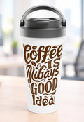 Kaffee-Glück Isolierbecher 440 ml | Motivationsspruch für Kaffeefans | AZIKX