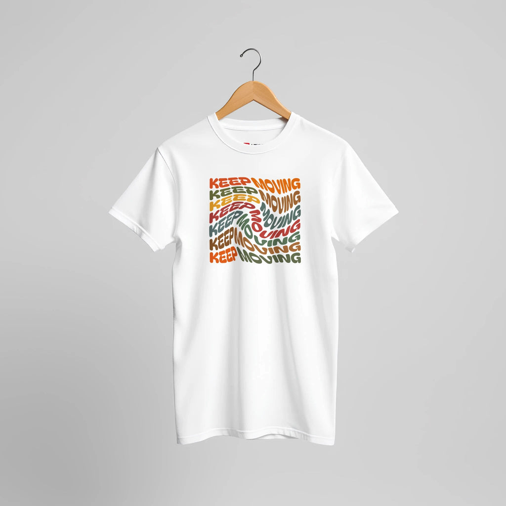 Keep Moving Motivations Grafik T-Shirt | Positive Typografie Statement Tee – Print Material for everyday use | azikx.store