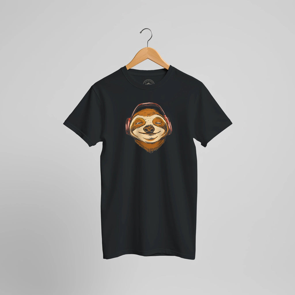 Lazy Beats Sloth T-Shirt | Chilliges Faultier mit Kopfhörern Musik Lifestyle Motiv – T-Shirt for everyday use | AZIKX