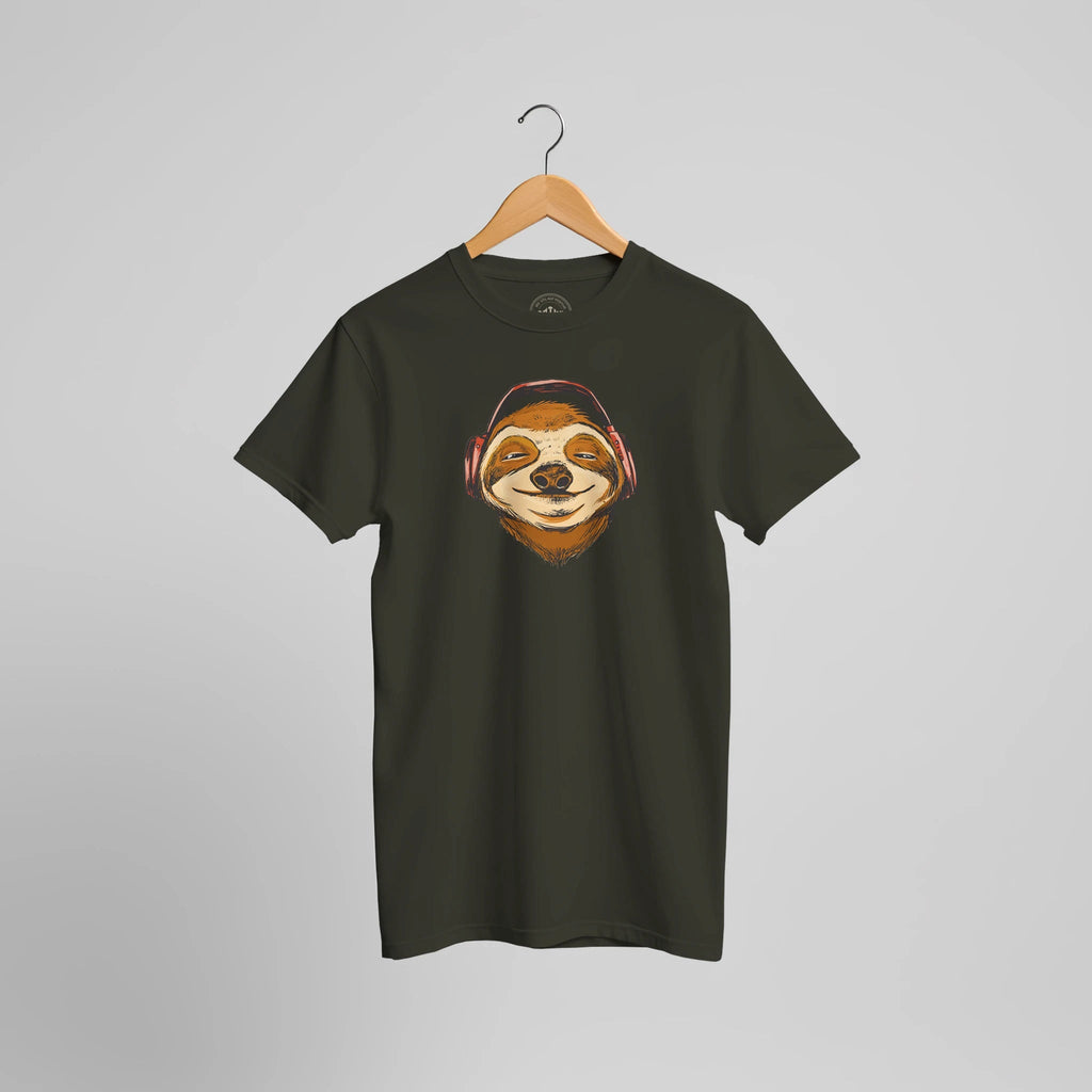 Lazy Beats Sloth T-Shirt | Chilliges Faultier mit Kopfhörern Musik Lifestyle Motiv – T-Shirt for everyday use | AZIKX