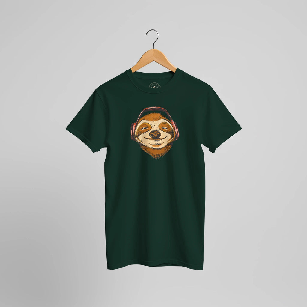 Lazy Beats Sloth T-Shirt | Chilliges Faultier mit Kopfhörern Musik Lifestyle Motiv – T-Shirt for everyday use | AZIKX