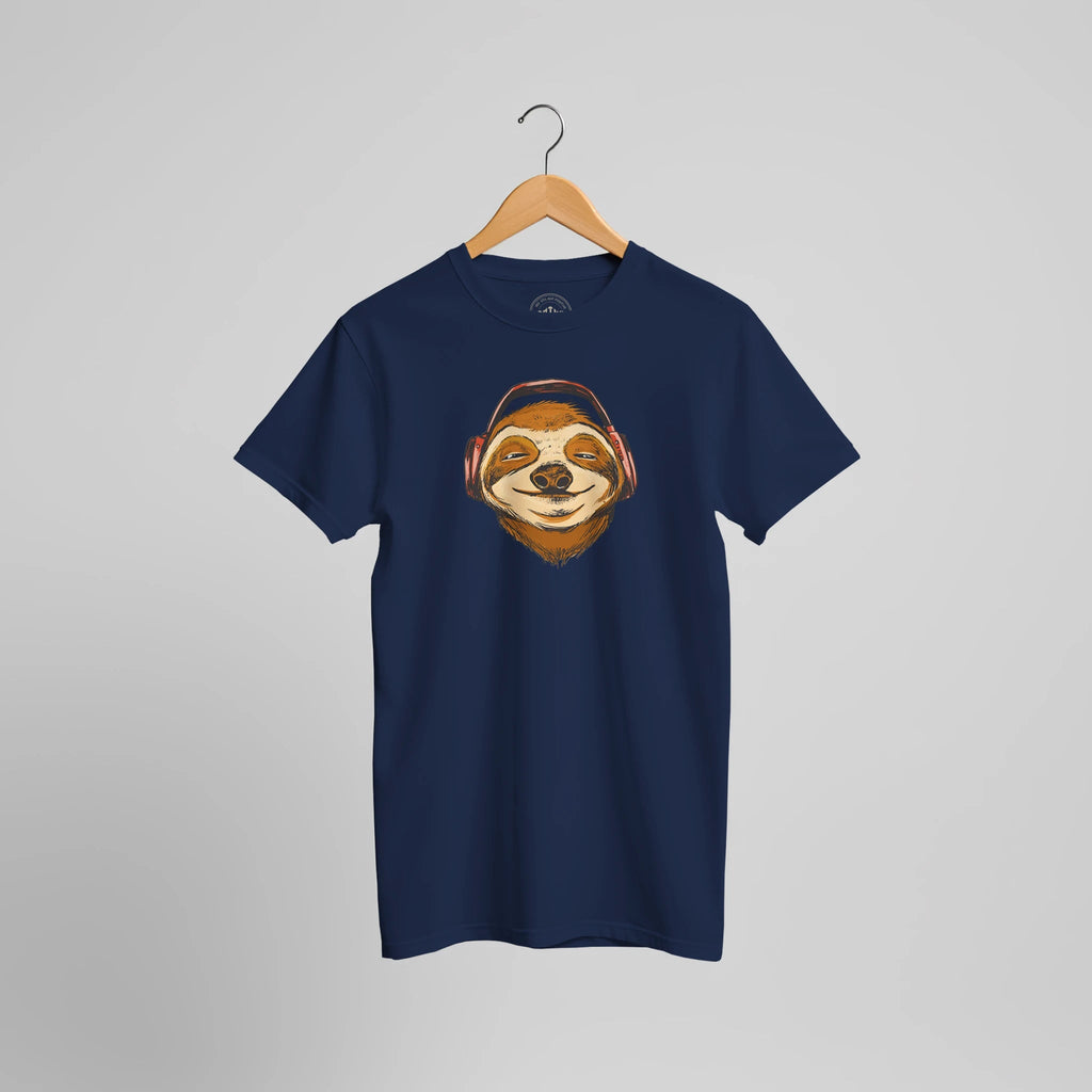 Lazy Beats Sloth T-Shirt | Chilliges Faultier mit Kopfhörern Musik Lifestyle Motiv – T-Shirt for everyday use | AZIKX