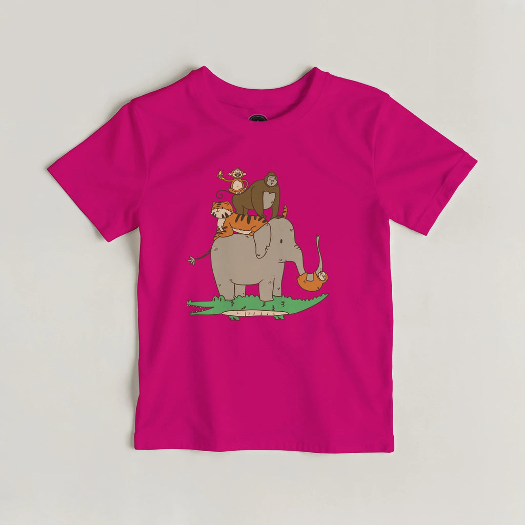 Lustiges Safari Tiere Kinder T-Shirt | Niedliche Tierpyramide – T-Shirt for everyday use | AZIKX
