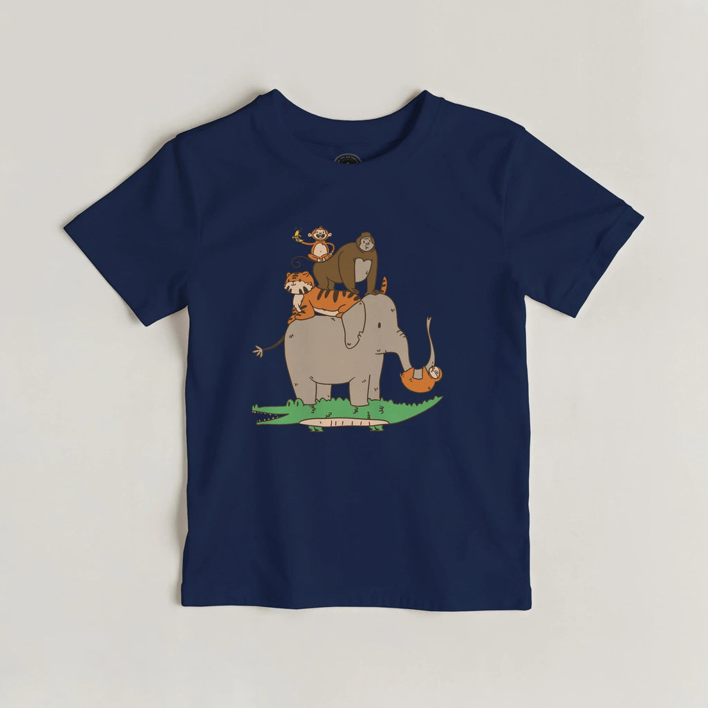 Lustiges Safari Tiere Kinder T-Shirt | Niedliche Tierpyramide – T-Shirt for everyday use | AZIKX