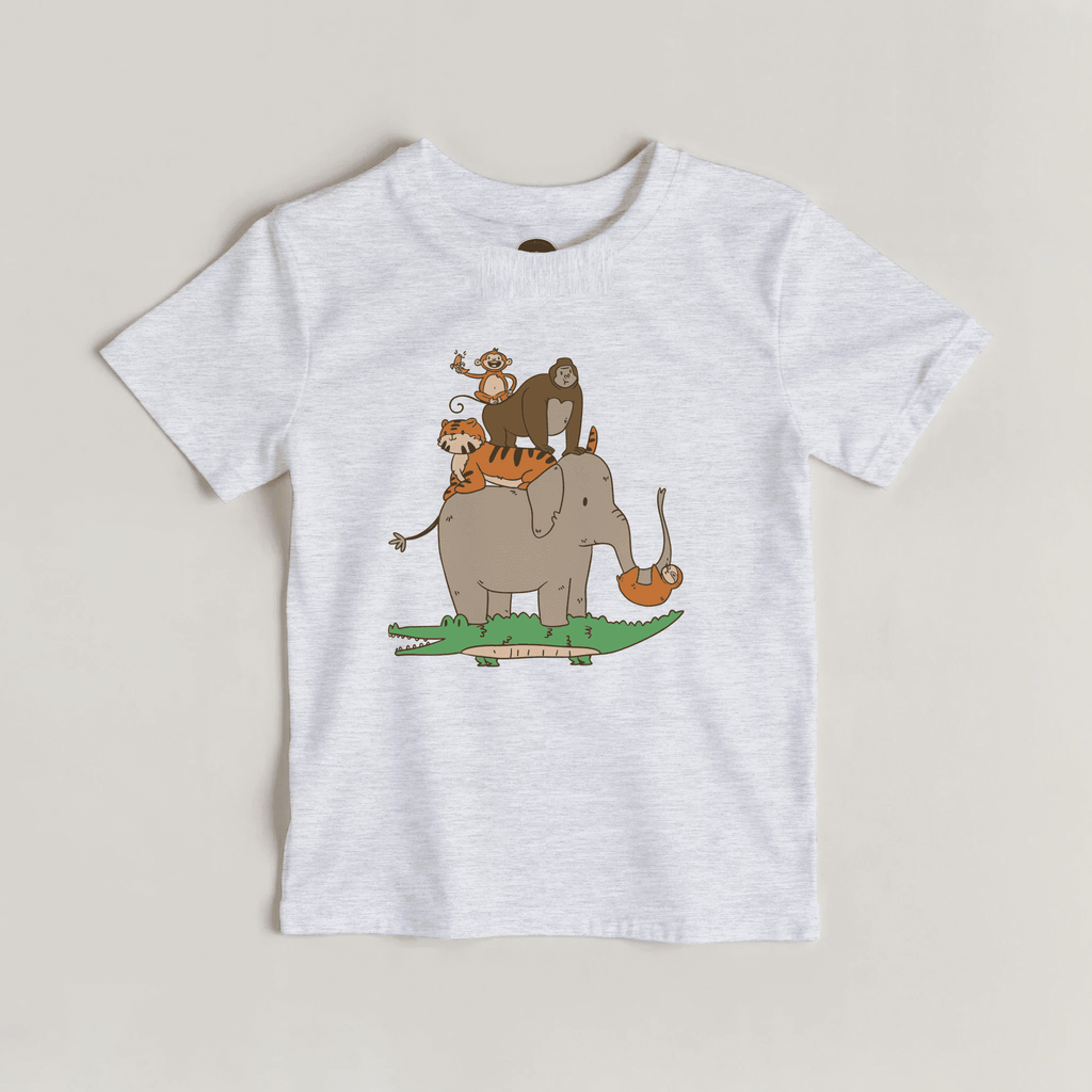 Lustiges Safari Tiere Kinder T-Shirt | Niedliche Tierpyramide – T-Shirt for everyday use | AZIKX