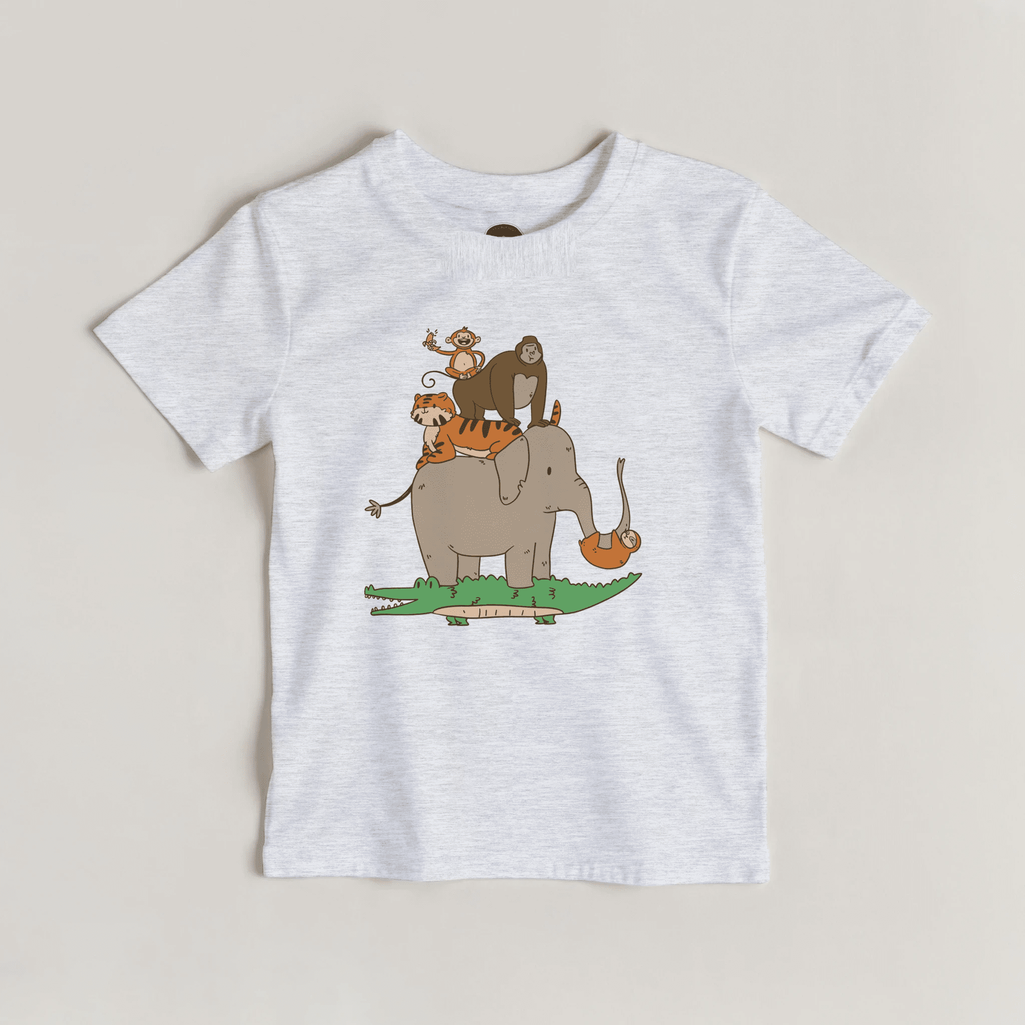 Lustiges Safari Tiere Kinder T-Shirt | Niedliche Tierpyramide – T-Shirt for everyday use | AZIKX