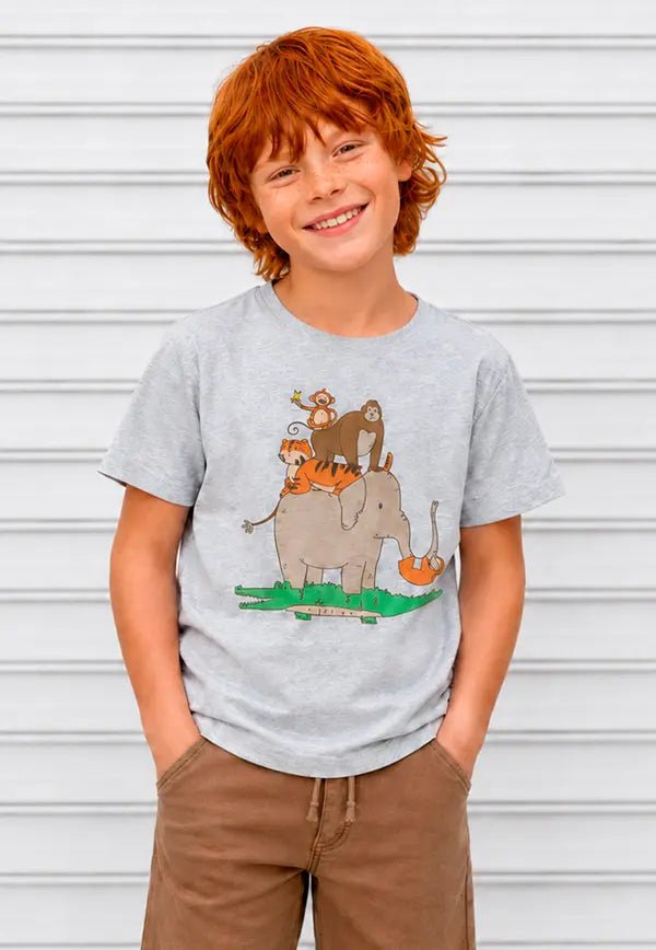 Lustiges Safari Tiere Kinder T-Shirt | Niedliche Tierpyramide – T-Shirt for everyday use | AZIKX