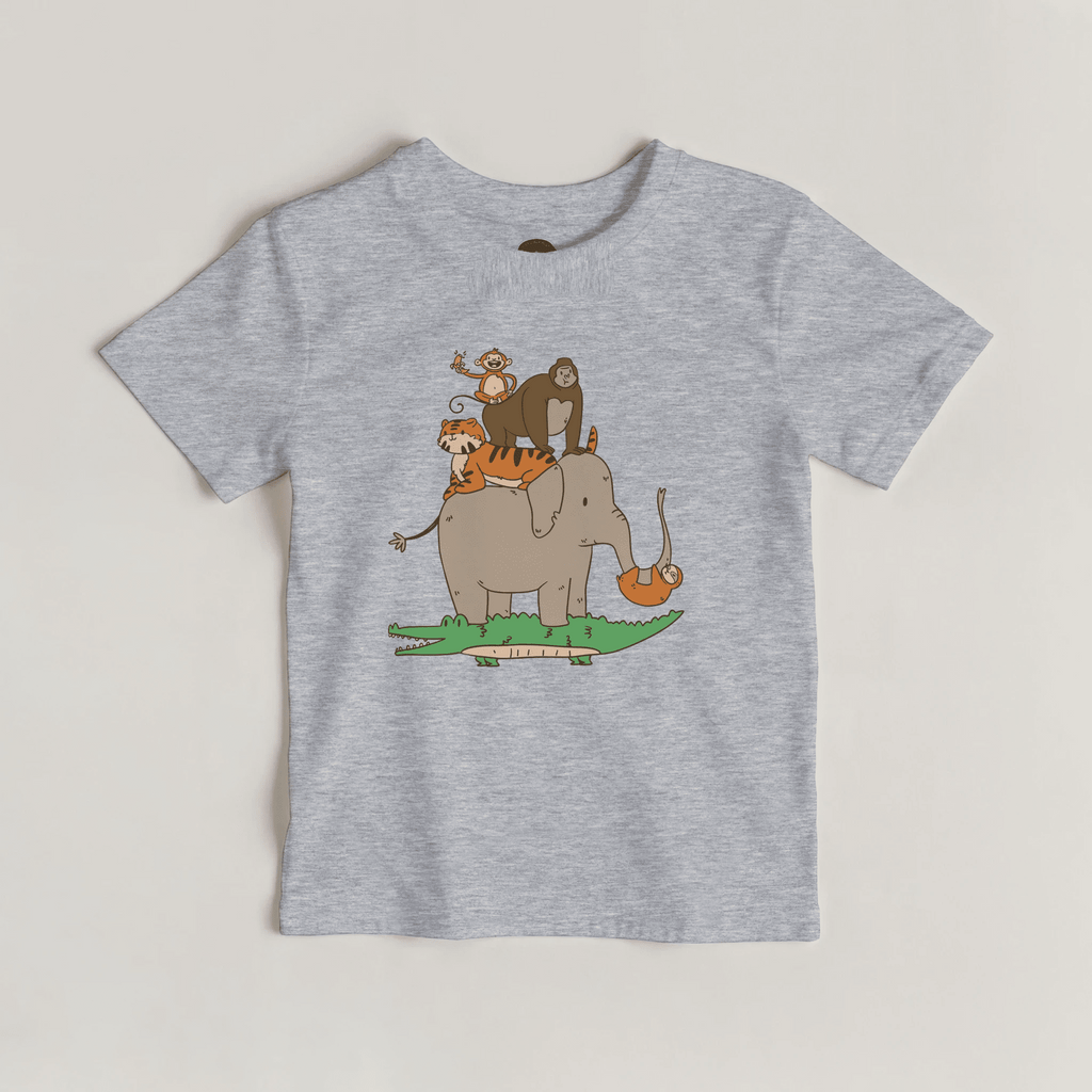 Lustiges Safari Tiere Kinder T-Shirt | Niedliche Tierpyramide – T-Shirt for everyday use | AZIKX
