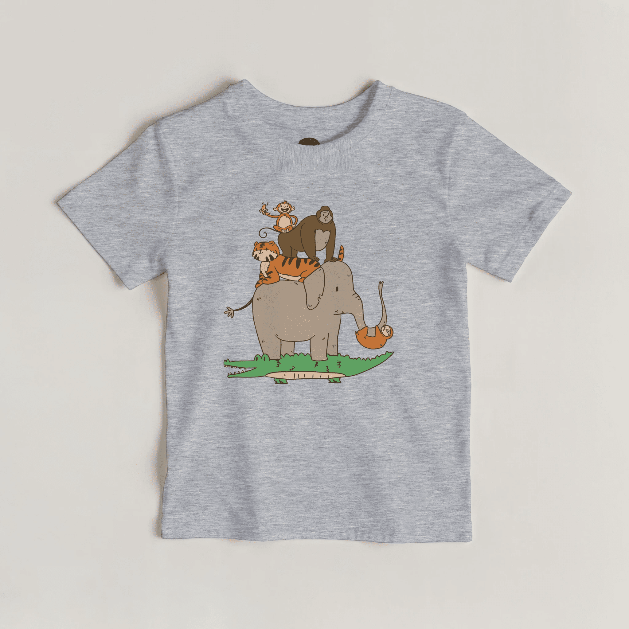 Lustiges Safari Tiere Kinder T-Shirt | Niedliche Tierpyramide – T-Shirt for everyday use | AZIKX