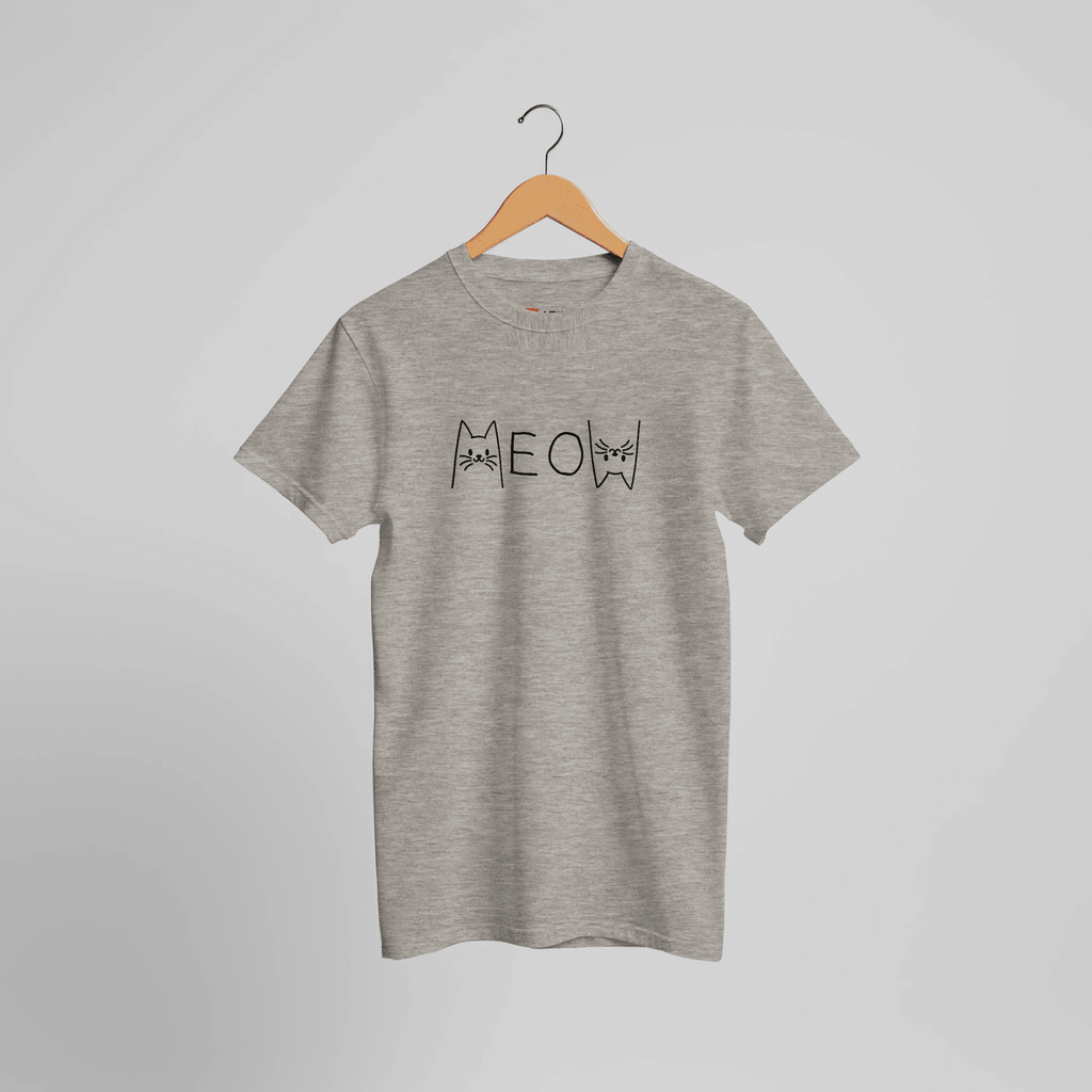 Meow Katzen T-Shirt | Süßes Minimalistisches Katzen Gesicht Design – T-Shirt for everyday use | AZIKX