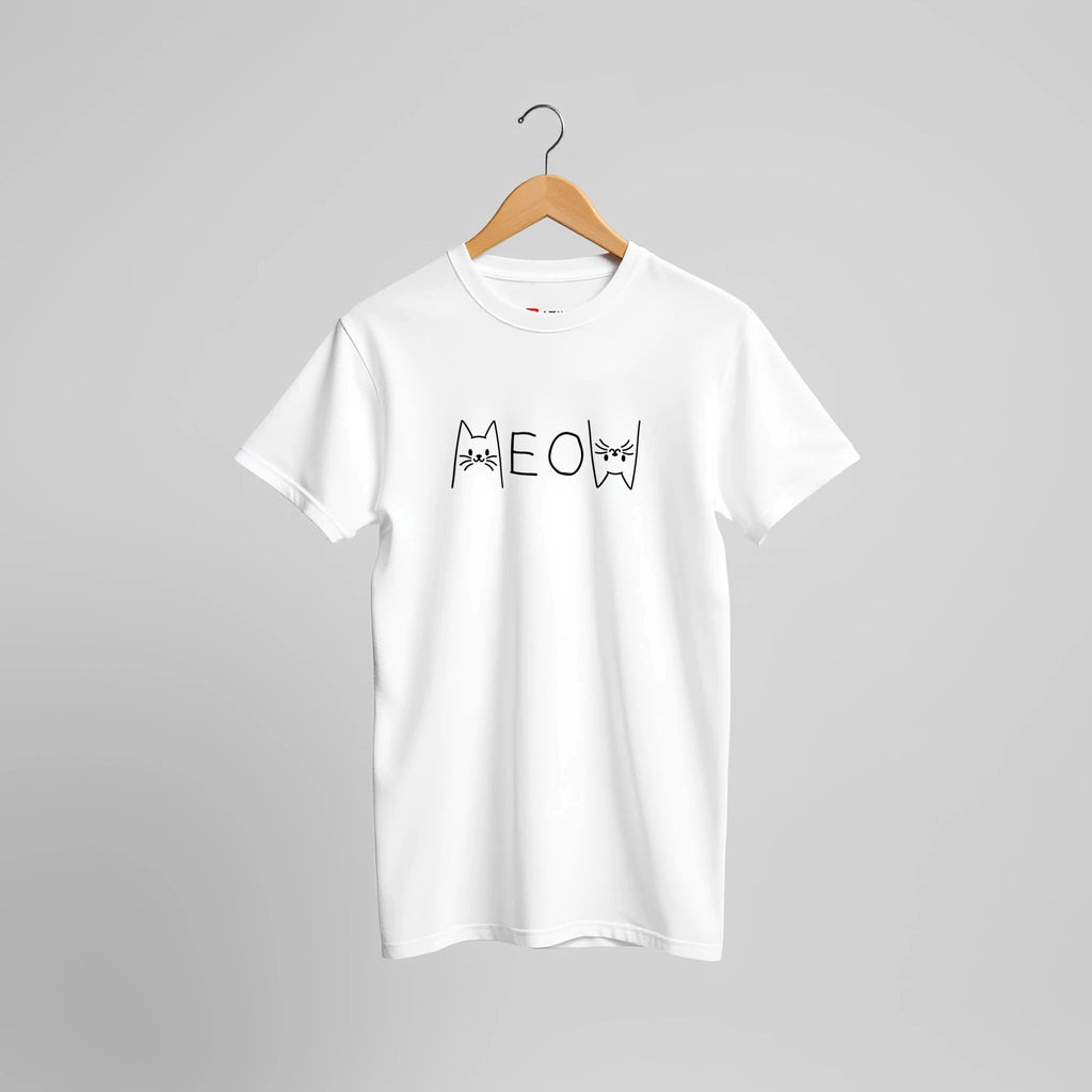 Meow Katzen T-Shirt | Süßes Minimalistisches Katzen Gesicht Design – T-Shirt for everyday use | AZIKX