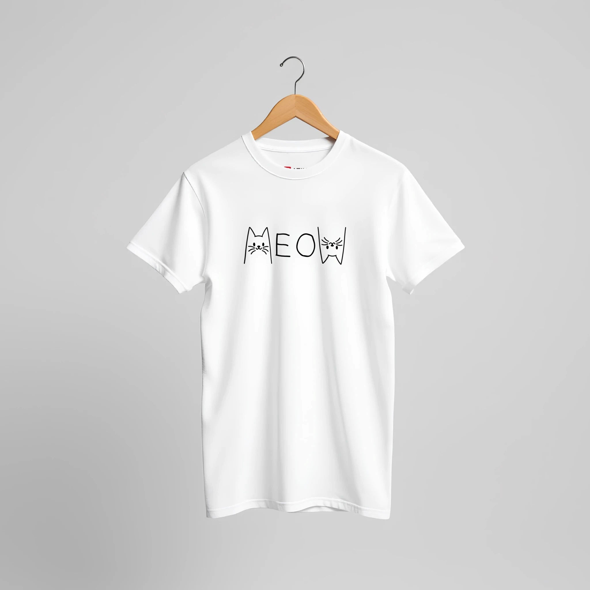 Meow Katzen T-Shirt | Süßes Minimalistisches Katzen Gesicht Design – T-Shirt for everyday use | AZIKX