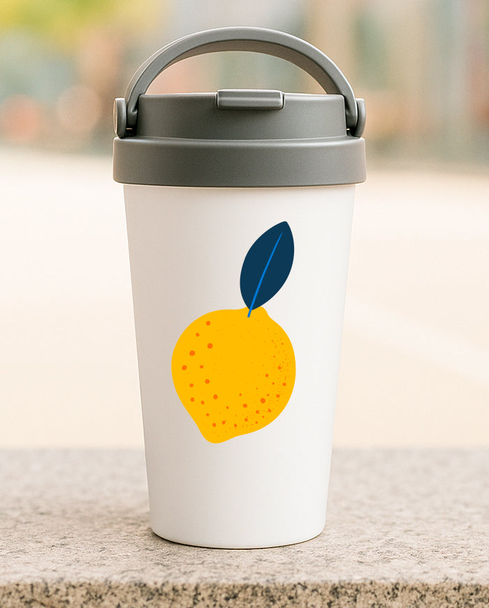 Minimalist Lemon Travel Cup | Modern Fruit Design Reusable Tumbler